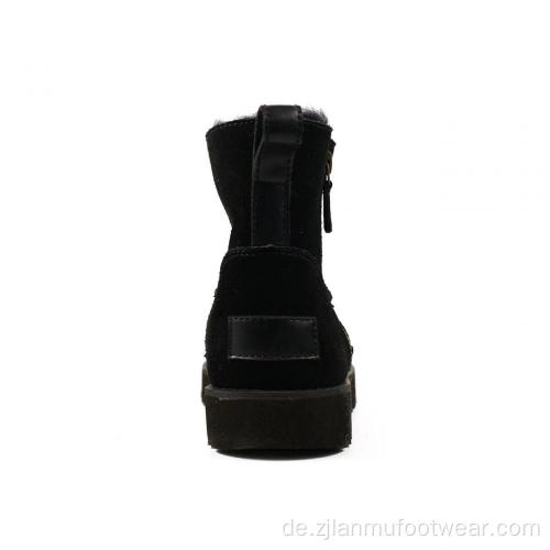 Side Reißverschluss Design echter Leder -Kausalstiefel